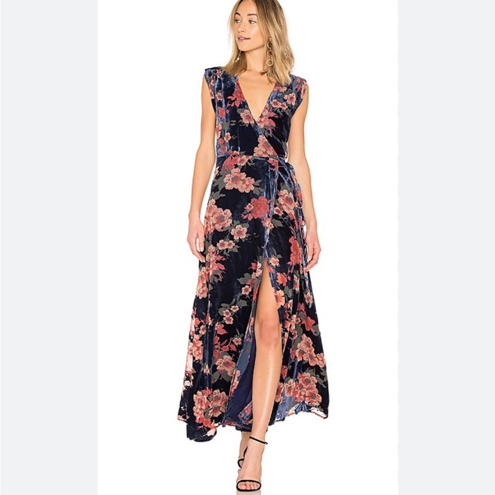 Yumi Kim Velvet Burnout Fall Transfer Wedding Guest Wrap Maxi Dress